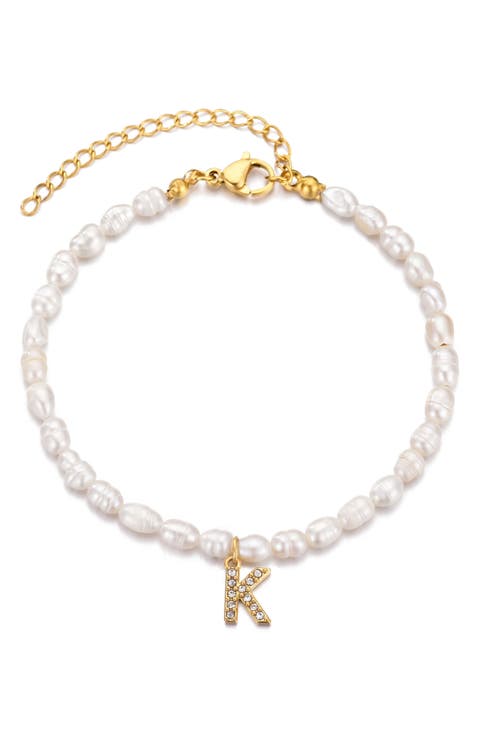 Freshwater Pearl Initial Charm Bracelet
