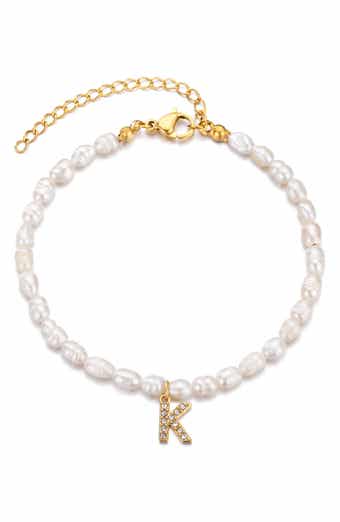 Freshwater Pearl Initial Charm Bracelet