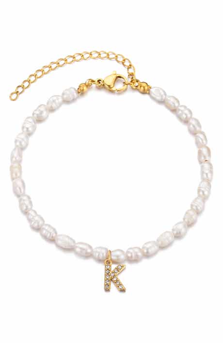 Freshwater Pearl Initial Charm Bracelet
