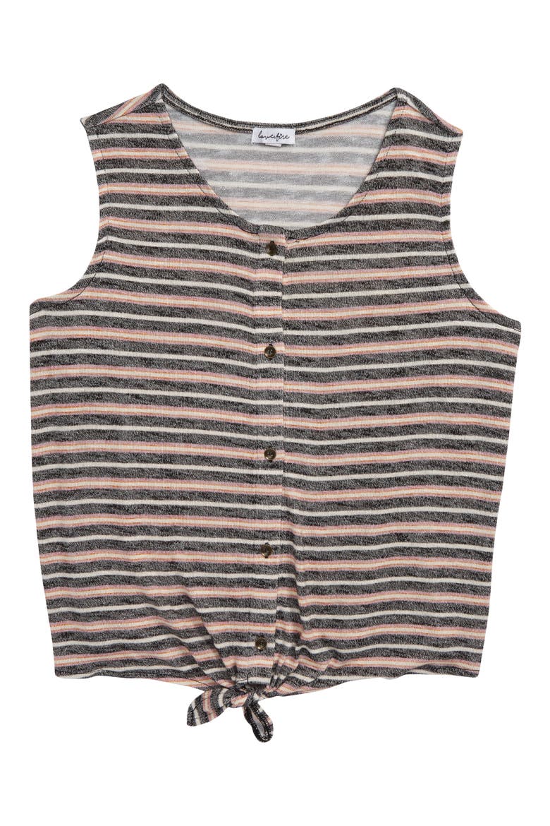 Stripe Tie Front Tank, Main, color, GREY MULTI