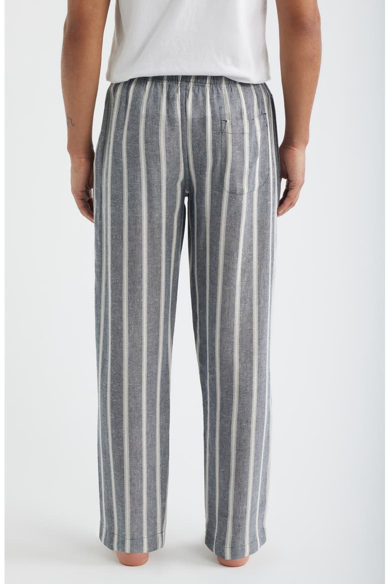 Textured Retreat Woven Cotton Drawstring Pajama Pants, Alternate, color, NAVY/ BEIGE