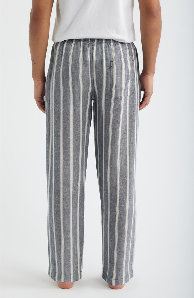 Majestic International Textured Retreat Woven Cotton Drawstring Pajama Pants, Alternate, color, Navy/ Beige