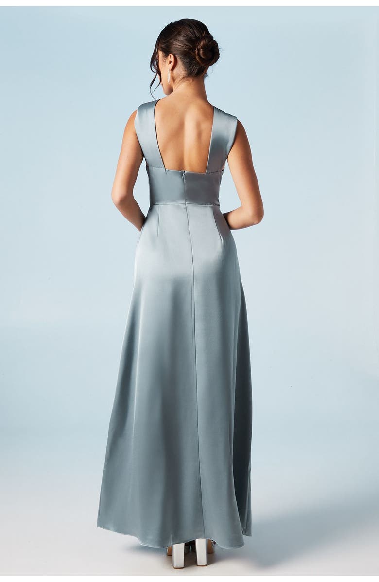 Coast Twisted Halterneck Satin Maxi Dress, Alternate, color, Dusty Blue
