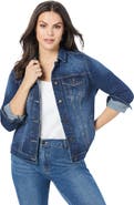 Roaman's Plus Size Classic Stretch Denim Jacket