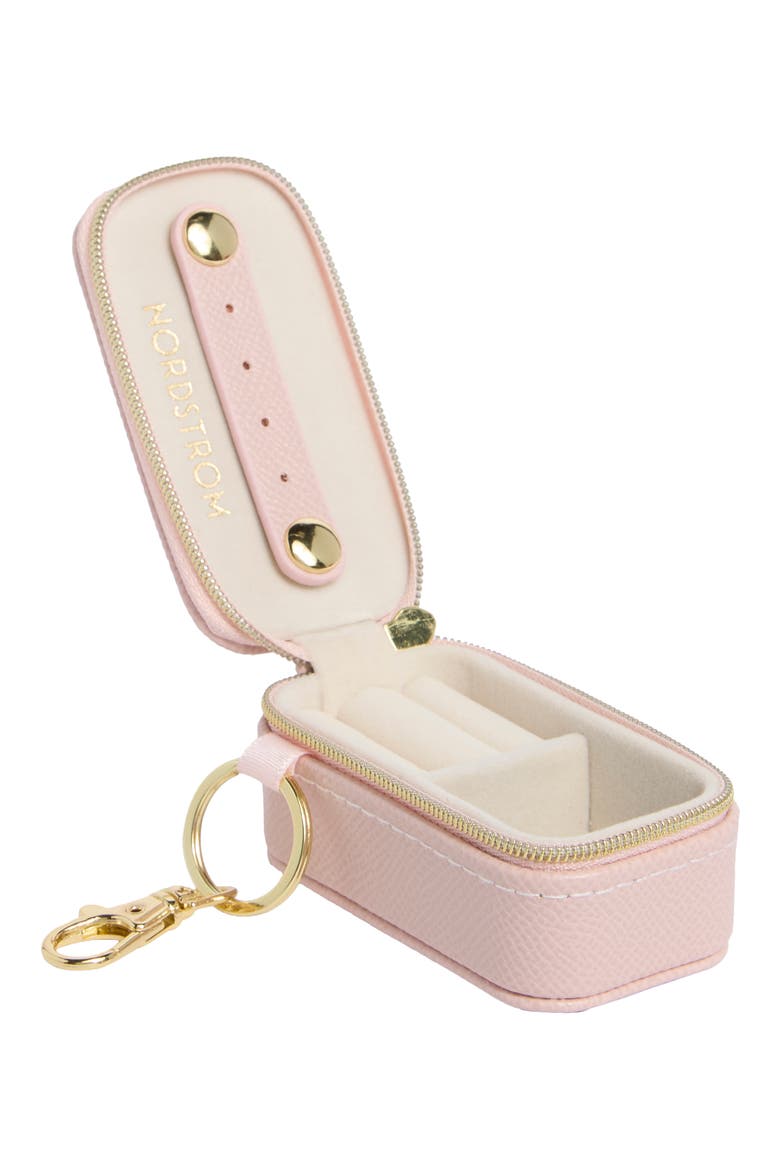 Mini Travel Jewelry Case Key Chain, Alternate, color, ROSE