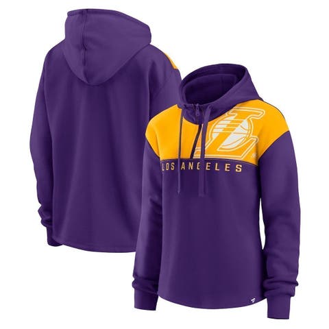 Women's Fanatics Branded Purple Los Angeles Lakers Overslide Quarter-Zip Fleece Hoodie