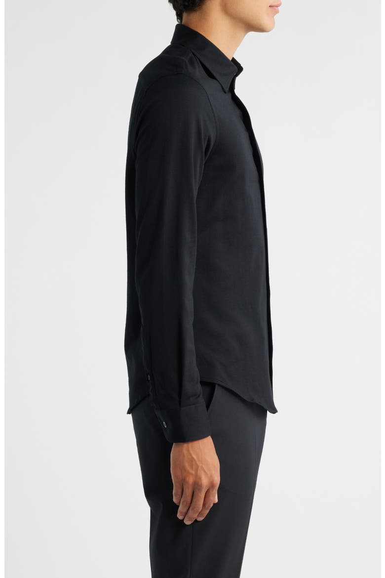 Cotton Button-Up Shirt, Alternate, color, SOLID BLACK