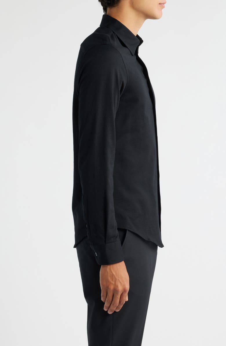 Emporio Armani Cotton Button-Up Shirt, Alternate, color, Solid Black