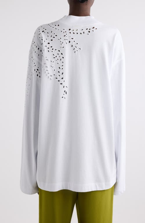 Dries Van Noten Hegelson Eyelet Oversize Cotton T-shirt In White