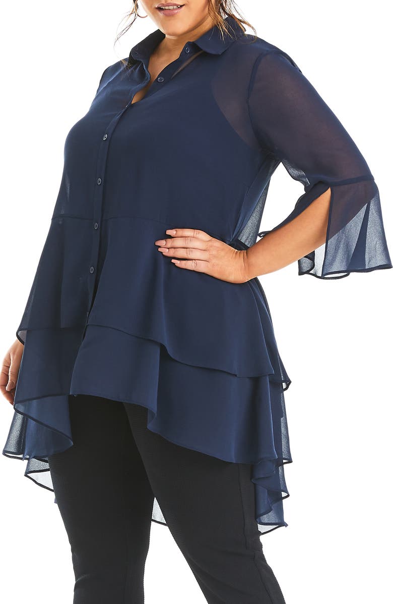 Estelle Amy Ruffle Button-Up Top, Alternate, color,