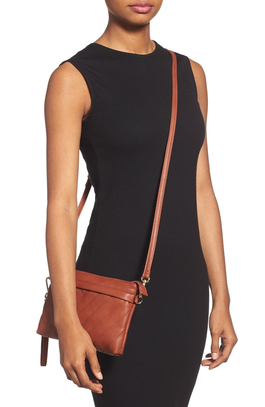 'Maddie' Crossbody Wristlet, Alternate, color, COGNAC