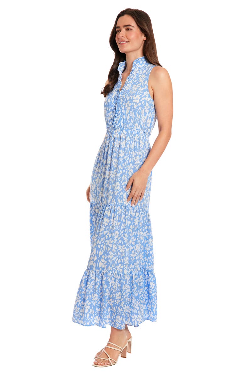 London Times Floral Ruffle Sleeveless Tiered Maxi Dress, Alternate, color, 