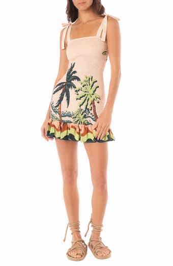 Maaji Palm Glow Lua Smocked Multifit Cover-Up Minidress