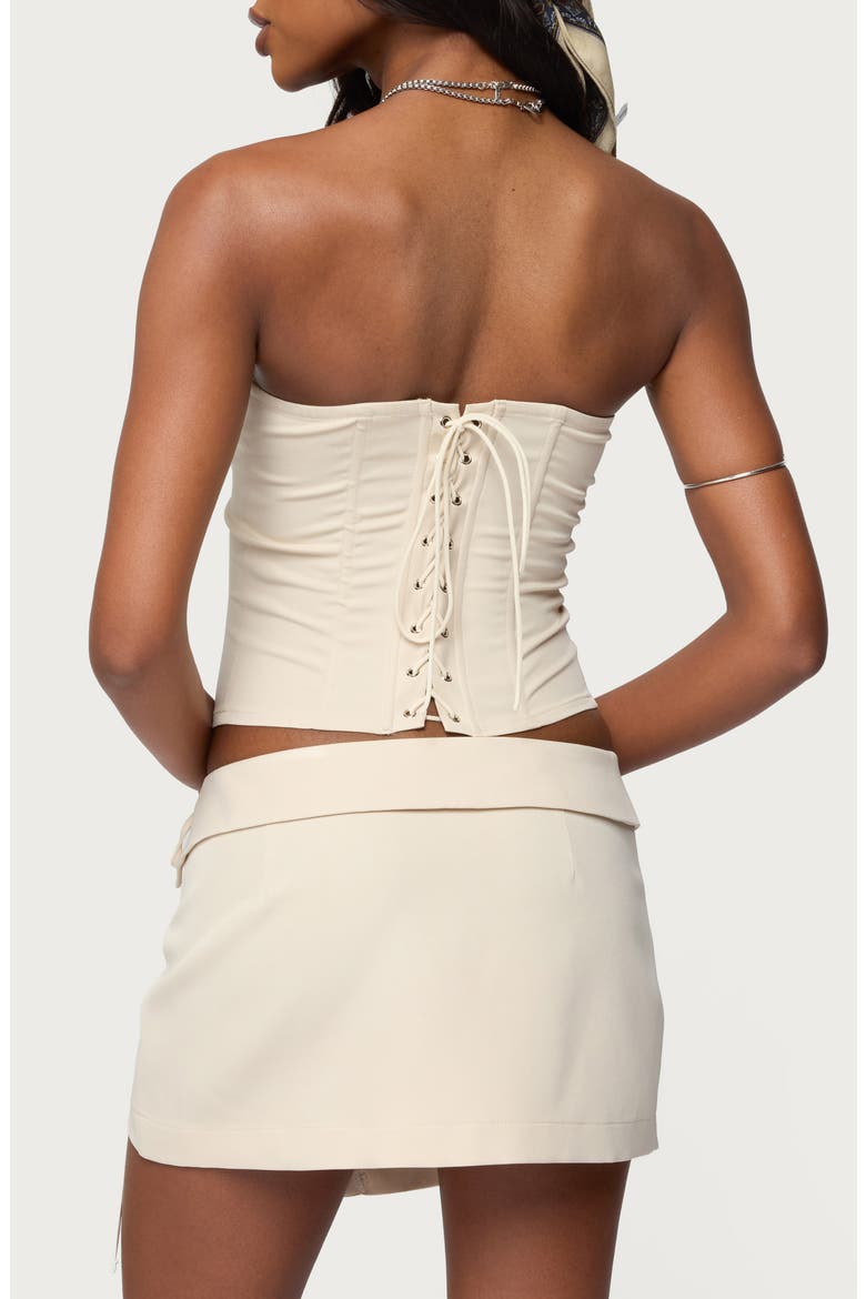 Selena Lace-Up Strapless Corset Top, Alternate, color, BEIGE