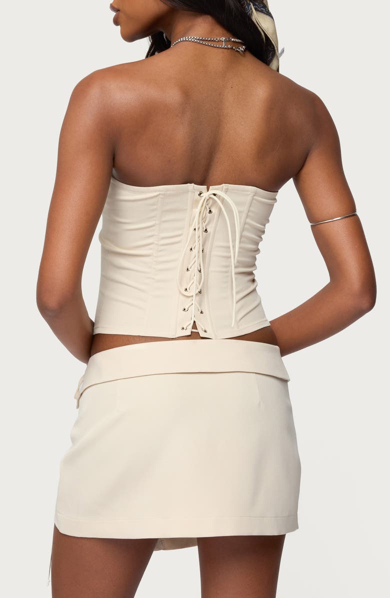EDIKTED Selena Lace-Up Strapless Corset Top, Alternate, color, 