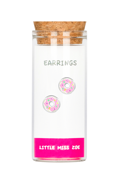 Kids' Sterling Silver Donuts Stud Earrings In Gift Bottle