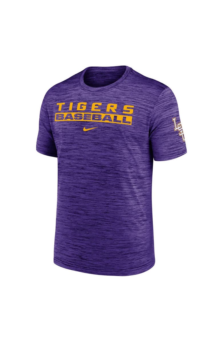 Nike Men's Nike Purple LSU Tigers Velocity Baseball Wordmark Stack Performance T-Shirt, Alternate, color,