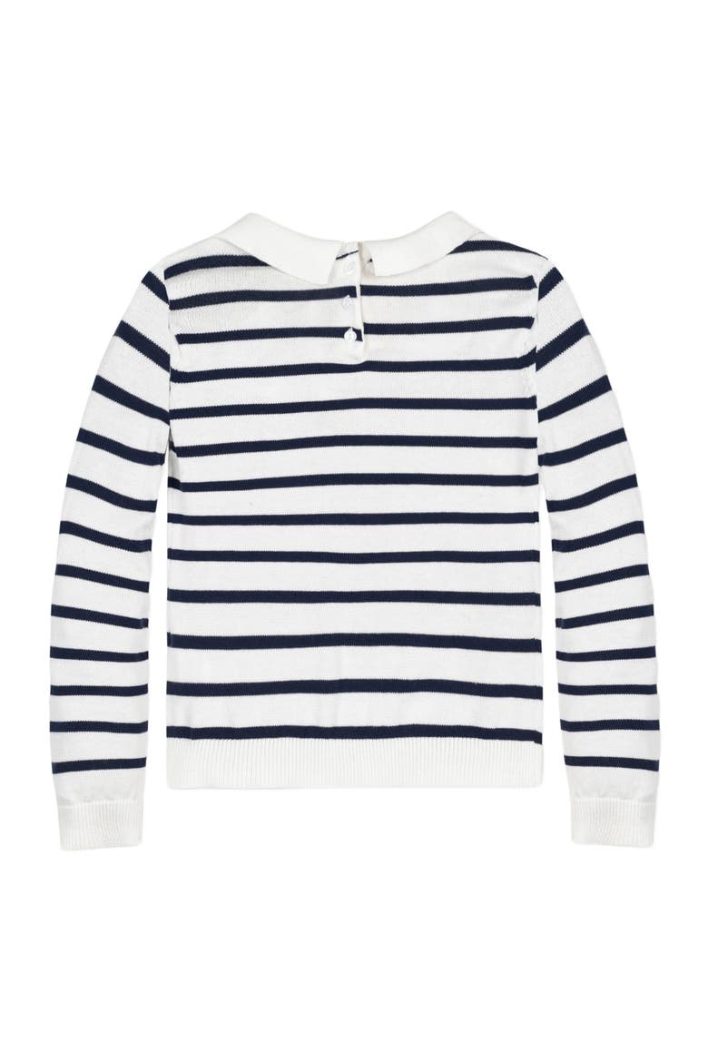 Baby Girls' Organic French Collared Keyhole Sweater, Infant, Alternate, color, Navy Breton Stripe with Collar
