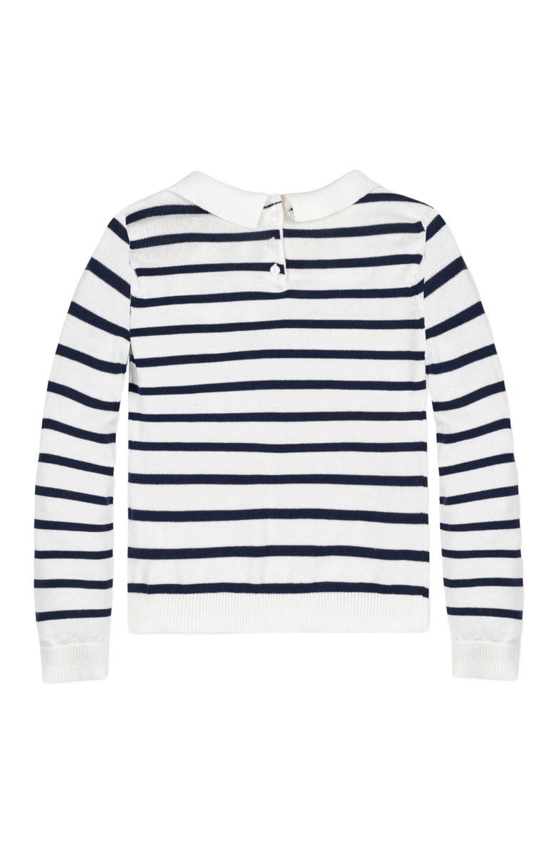 Hope & Henry Girls' Organic French Collared Keyhole Sweater, Kids, Alternate, color, Navy Breton Stripe With Collar