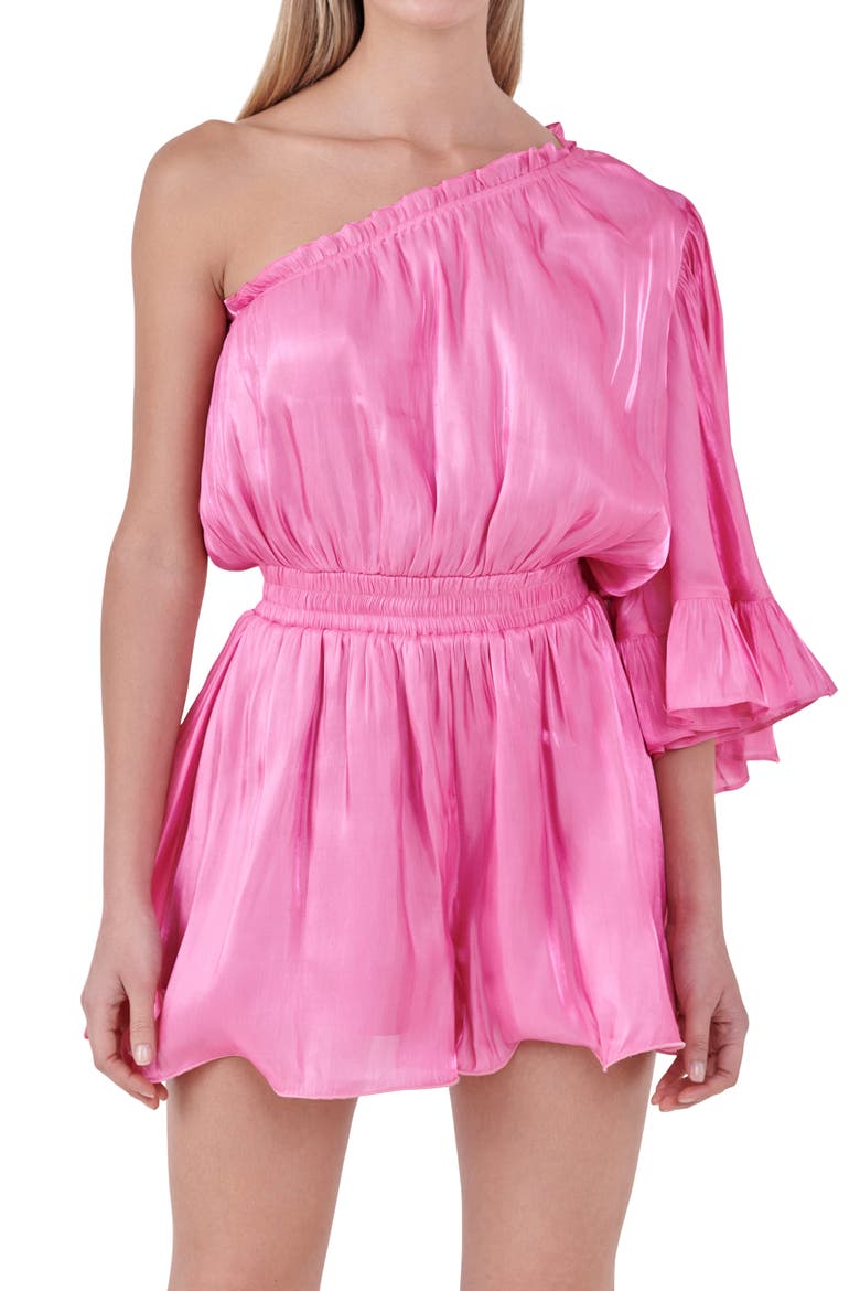 One-Shoulder Smocked Waist Romper, Alternate, color, PINK