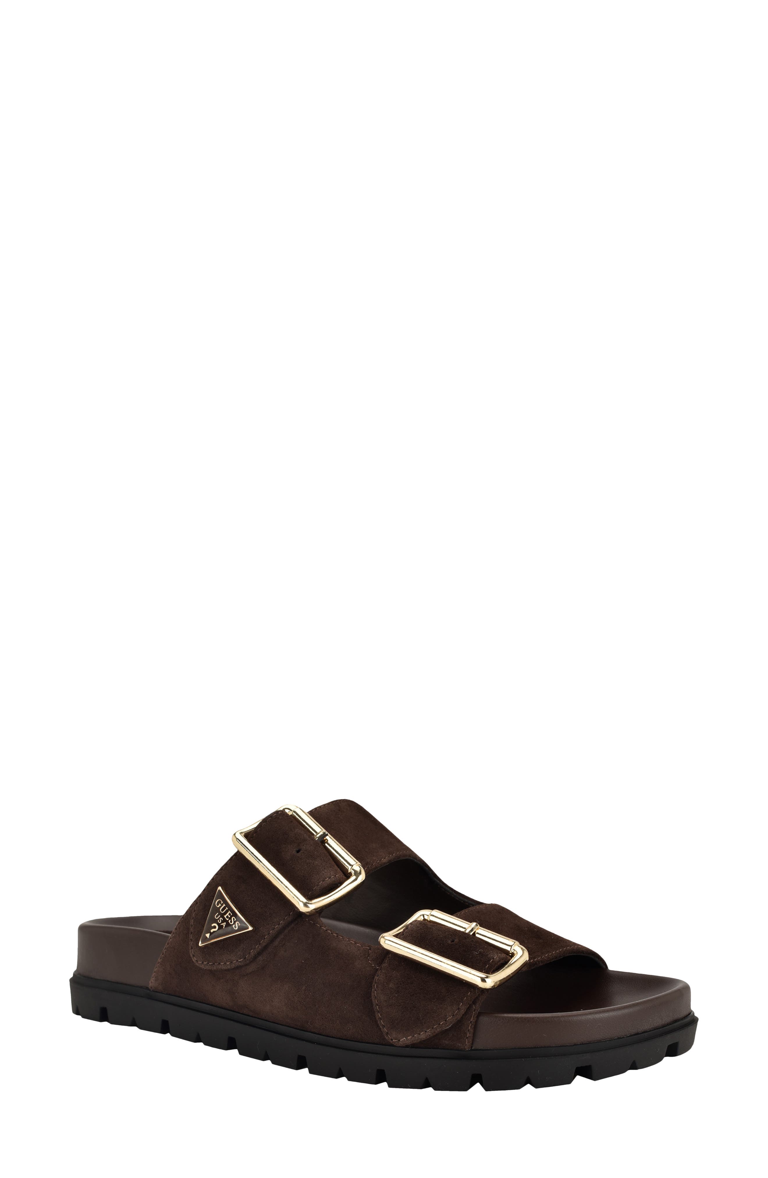 GUESS Fasten Sandal, Main, color, Dark Brown