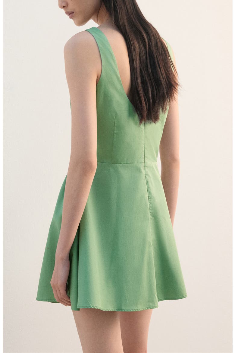 Sleeveless Scoop Back Fit & Flare Cotton Minidress, Alternate, color, GREEN