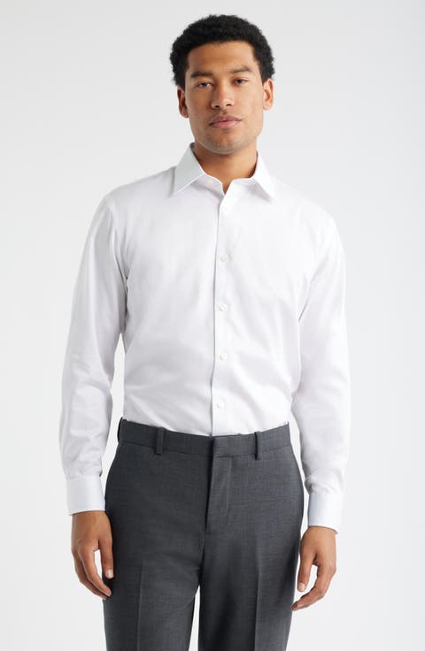 Trim Fit Herringbone Dress Shirt (Regular, Big & Tall)