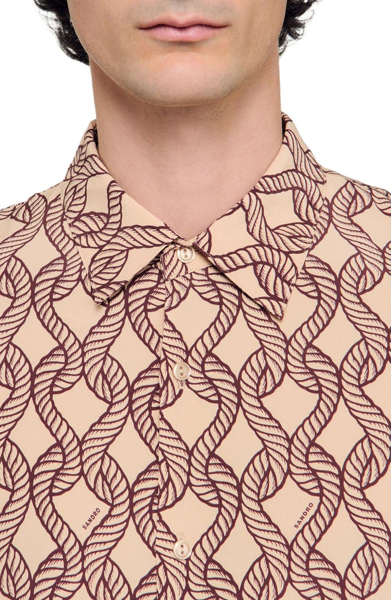 SANDRO Loose-fit rope print shirt, Alternate, color, Butter Cream
