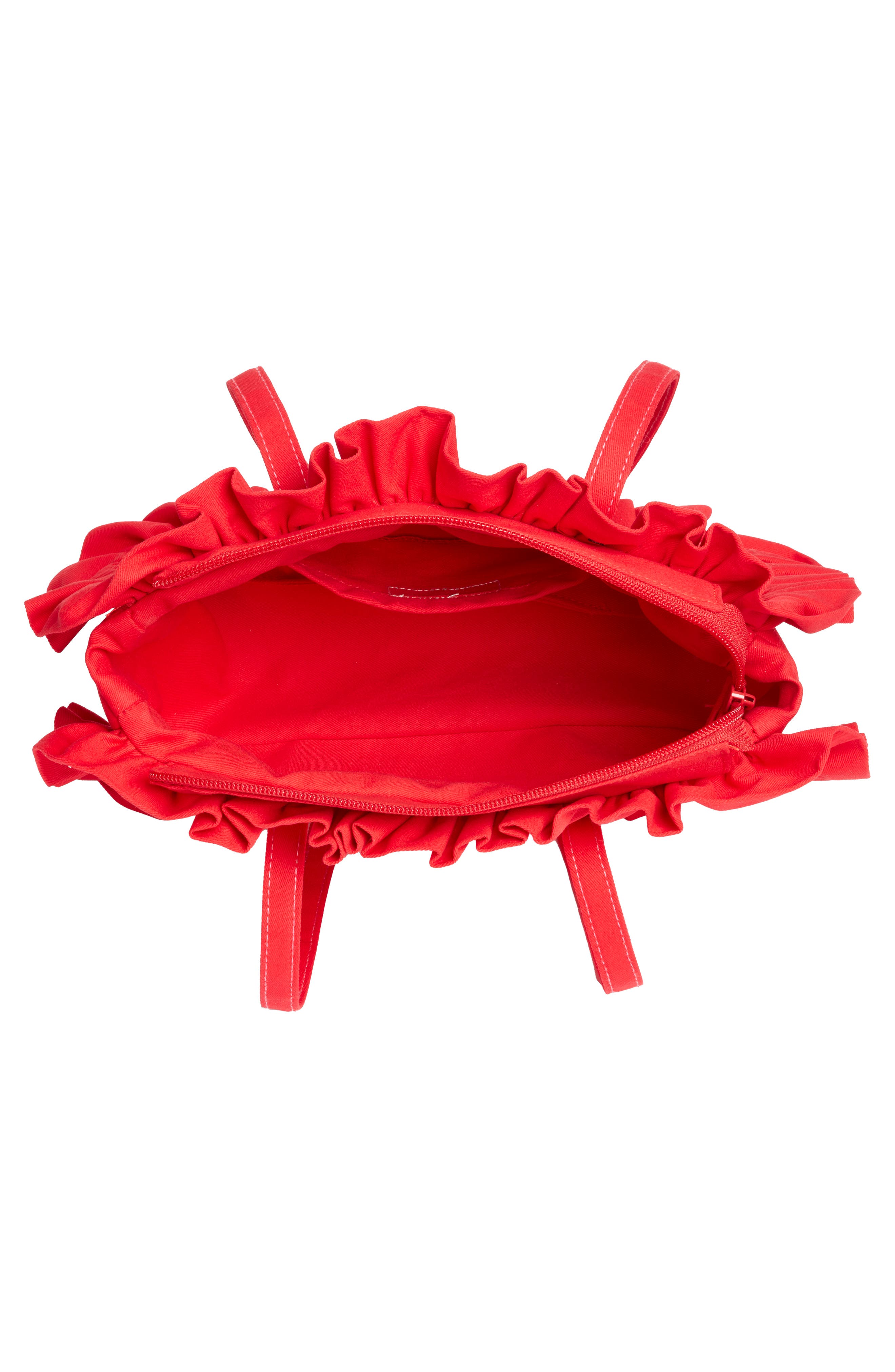 Ruffle Twill Bowler Bag, Alternate, color, RED