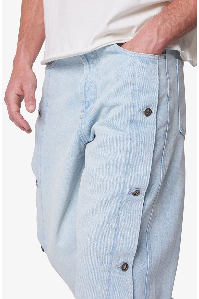 Offset Button Baggy Jeans, Alternate, color, LIGHT BLUE