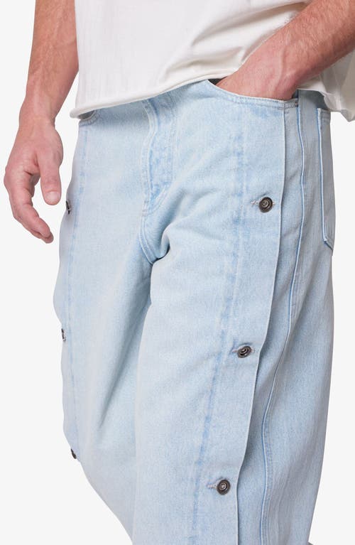 Mnml Offset Button Baggy Jeans In Blue
