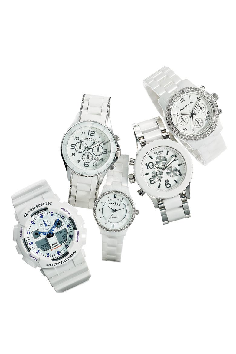 'Rock' Chronograph Silicone Bracelet Watch, 40mm, Alternate, color, SILVER/ WHITE