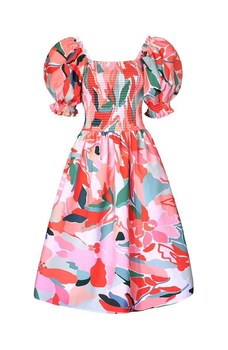 Jessie Zhao New York Marisa Watermelon Smocked Midi Dress, Alternate, color, Red