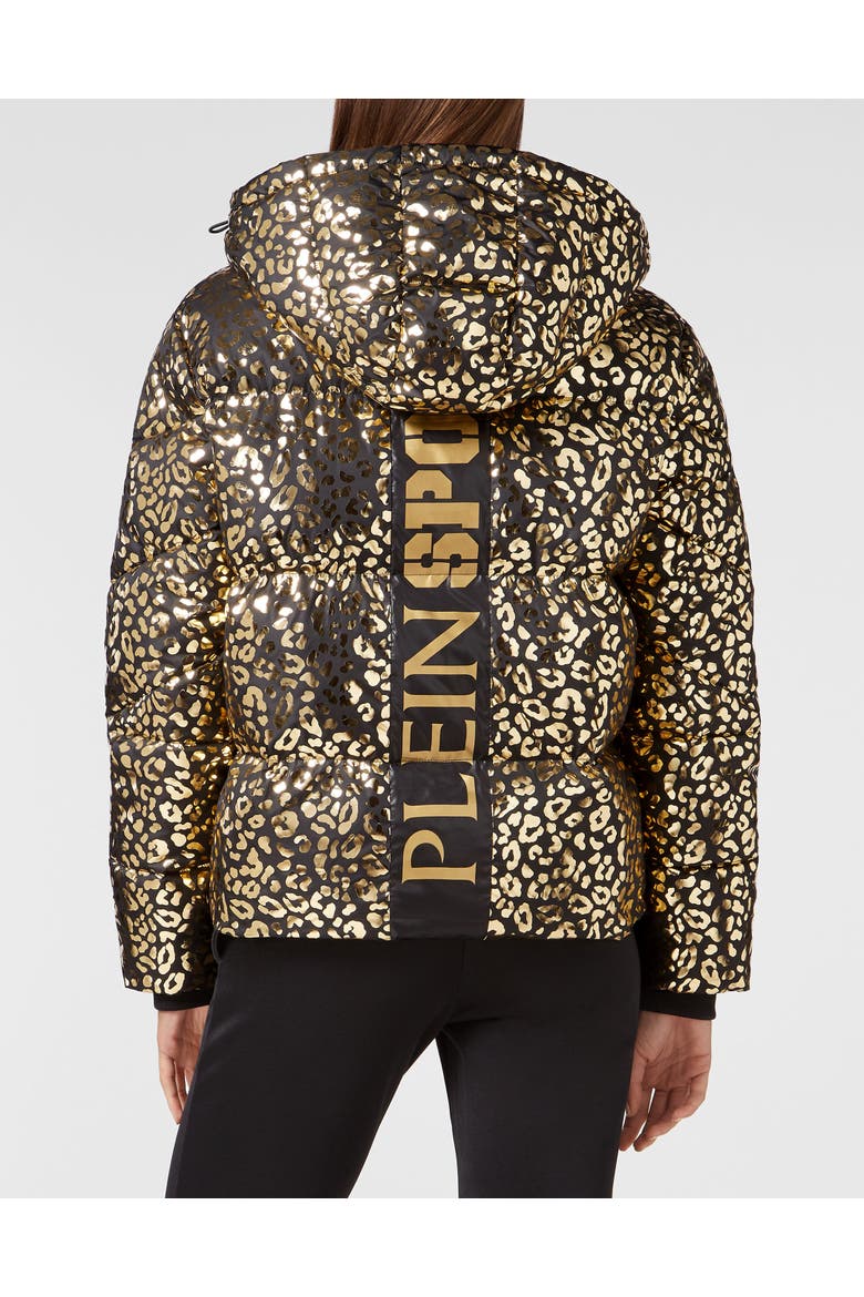 Nylon Puffer Jacket Leopard Women, Alternate, color, gold