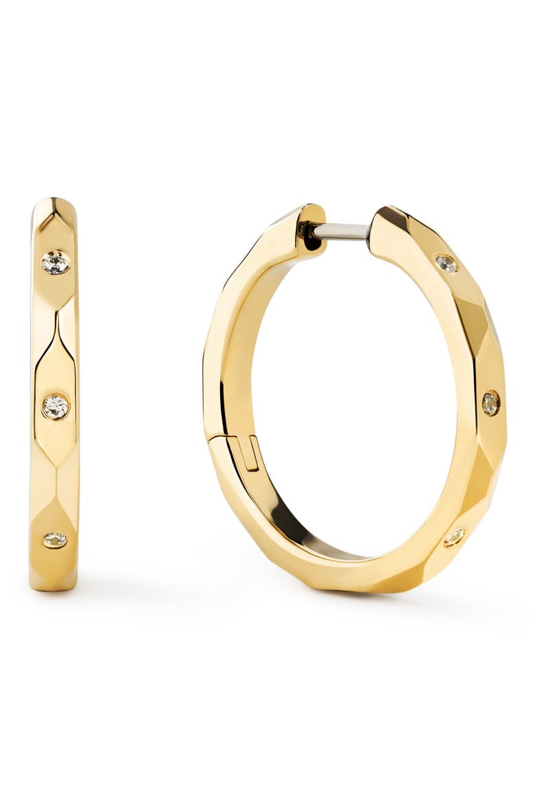Walker Faceted Cubic Zirconia Hoop Earrings, Main, color, GOLD