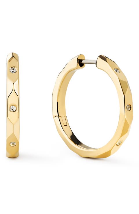 Walker Faceted Cubic Zirconia Hoop Earrings
