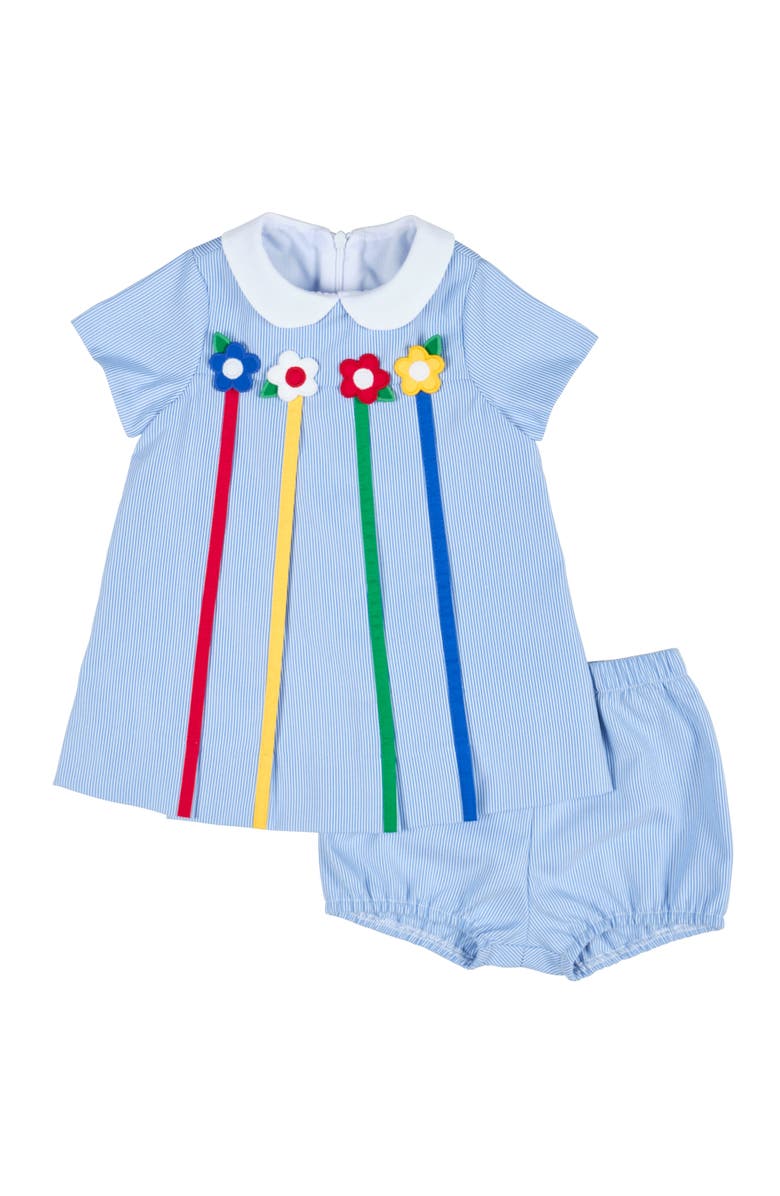 Florence Eiseman Dress With Flowers and Bloomer, Main, color, Light Blue