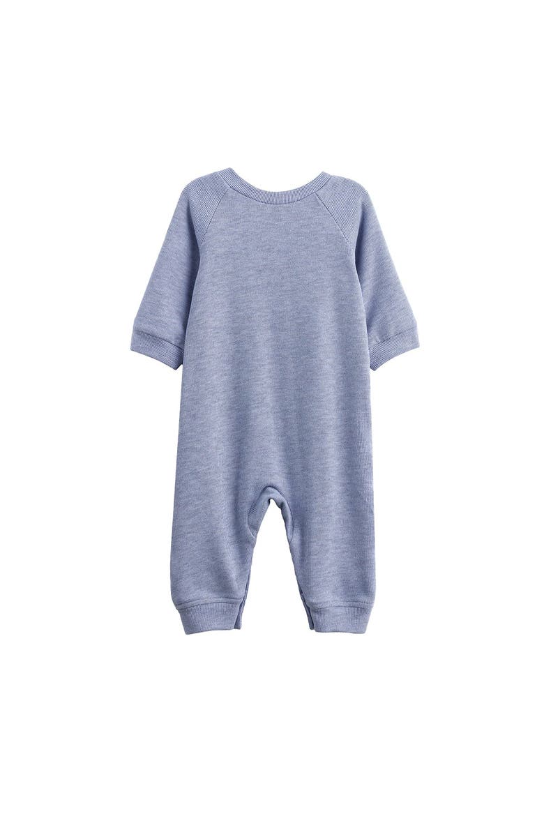 Daniel Long Sleeve Solid Ribbed Button Placket Straight Leg Romper, Alternate, color, Blue
