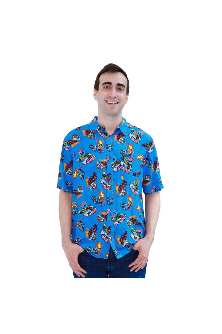 Short Sleeve Button Down Shirt, Main, color, Blue