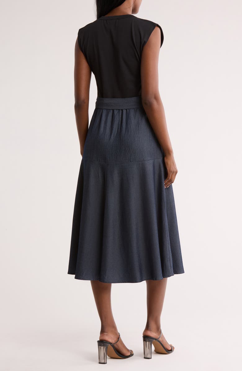 Ellen Tracy Mixed Media Midi Dress, Alternate, color, 