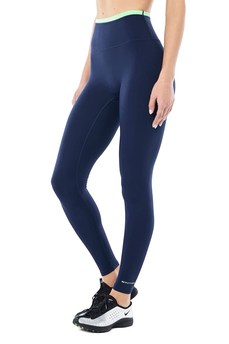 Vita High Waist Leggings, Main, color, DARK NAVY/KIWI GREEN
