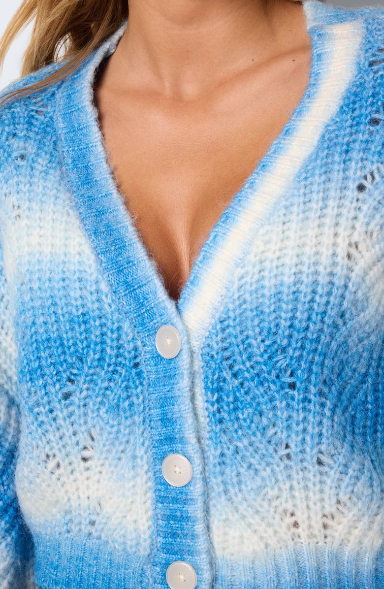 Noisy may Kris V-Neck Crop Cardigan, Alternate, color, Sky Blue Detail Ombre