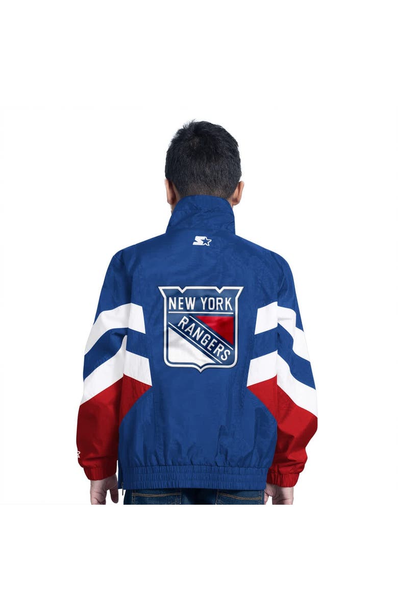 STARTER Youth Starter Royal New York Rangers Prospect Half-Zip Pullover Top, Alternate, color, Royal