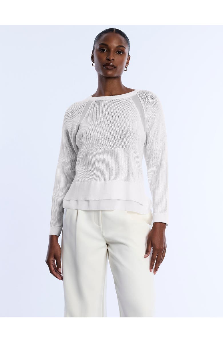 BCBGMAXAZRIA Pointelle Knit Sweater, Main, color, Chalk