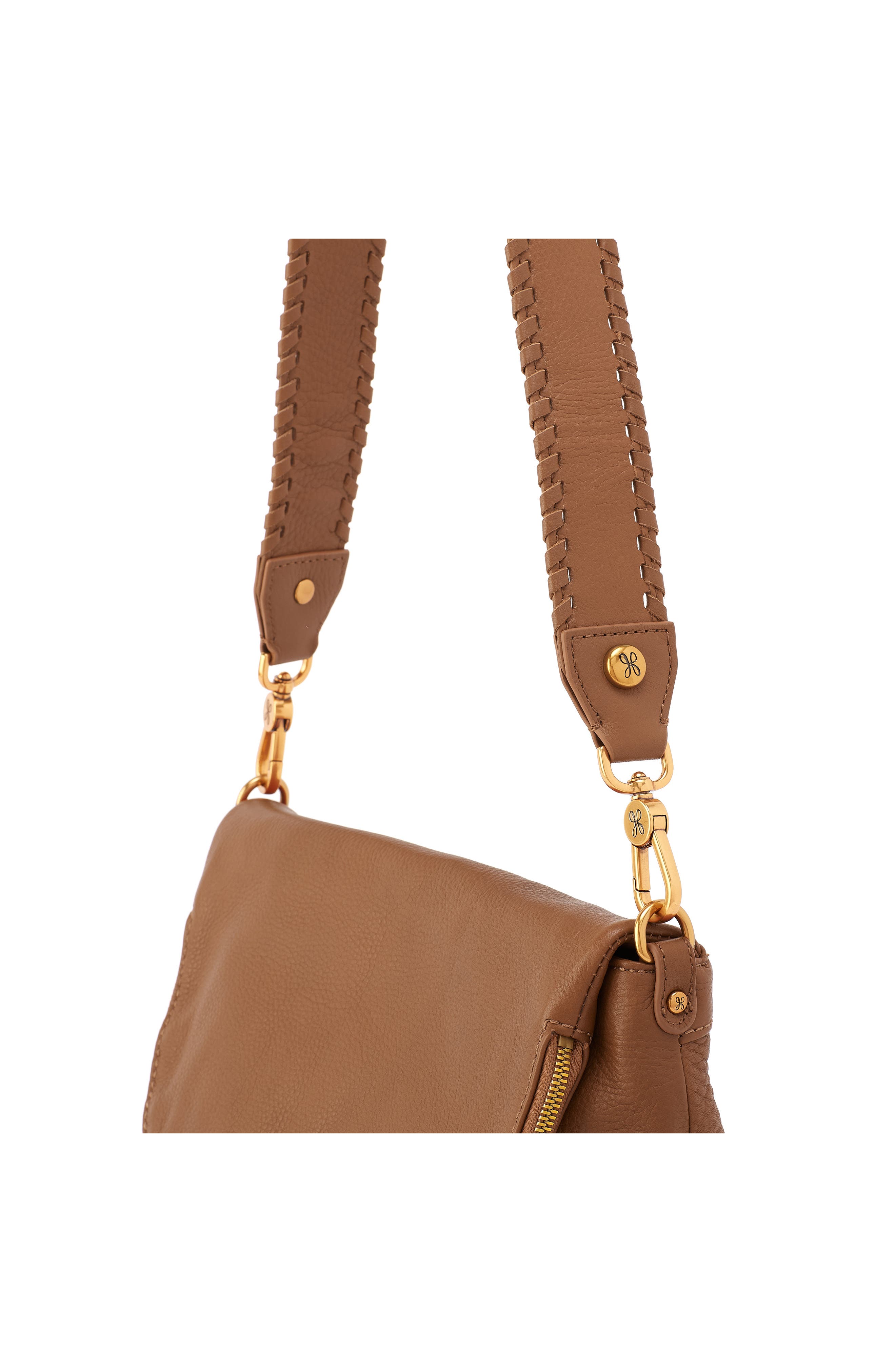 HOBO Leather Whipstitch Bag Strap, Alternate, color, Timber Brown
