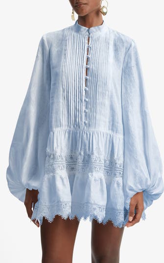 Claire Placed Floral Tiered Mini Shirtdress