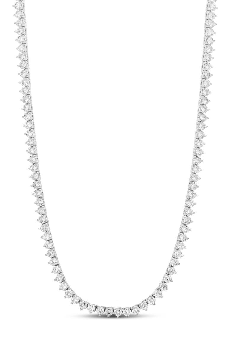 Three Prong Round Tennis Necklace, Main, color, SILVER