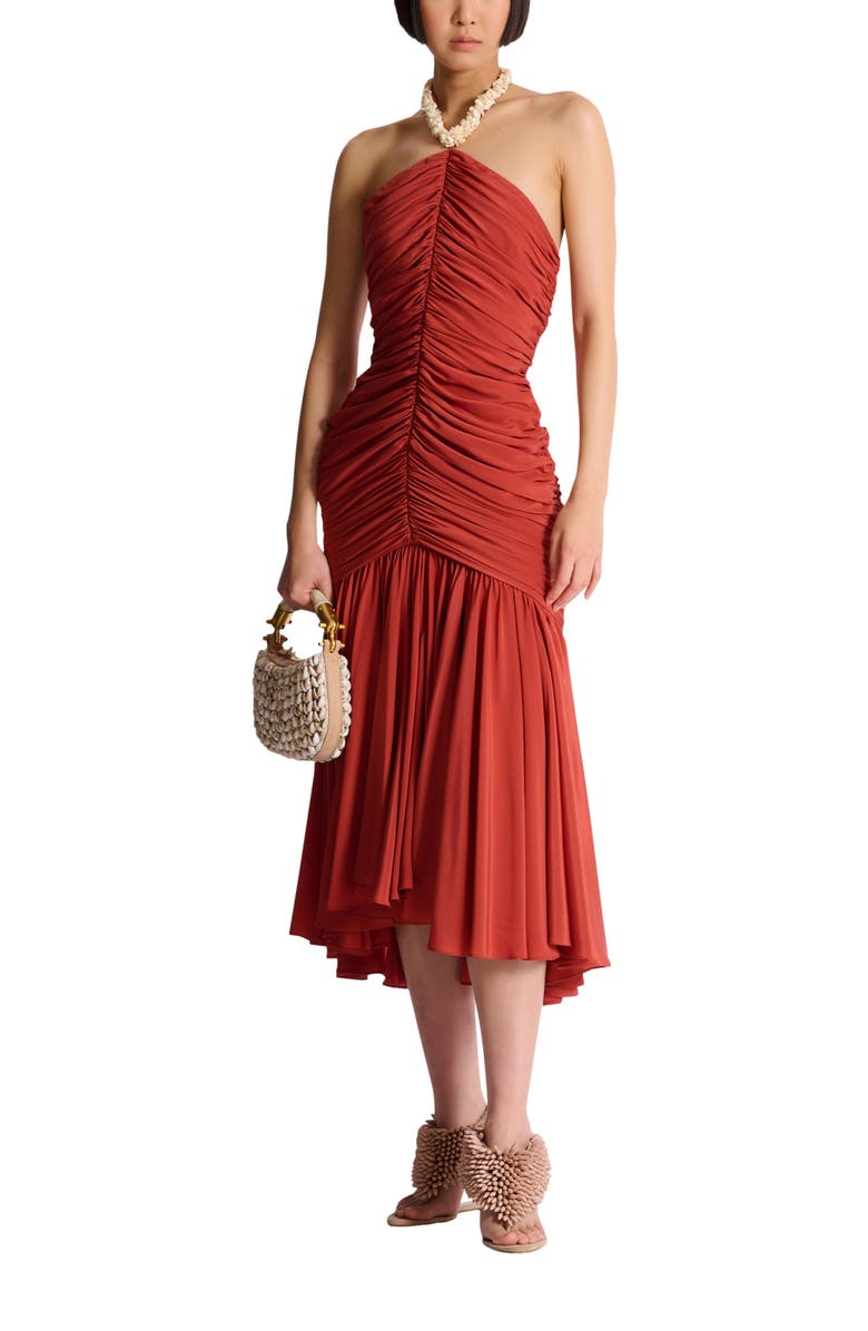 Balmain Crepe shell dress, Alternate, color, Red