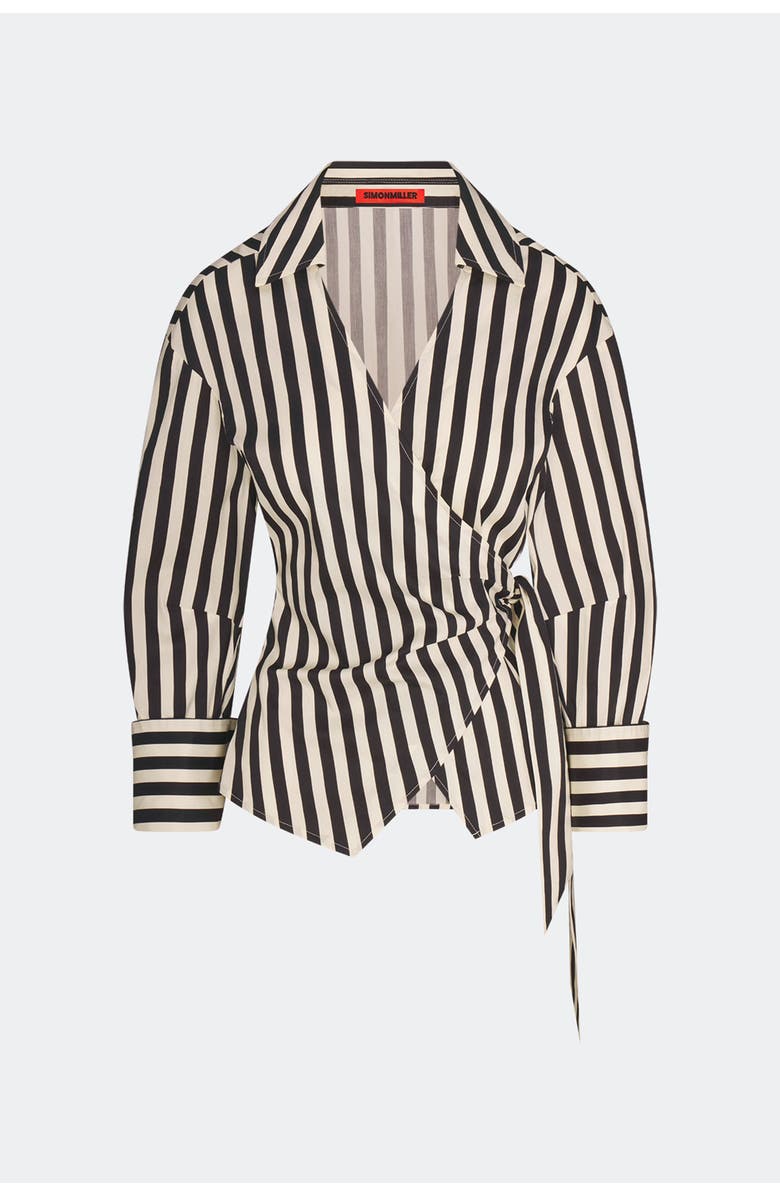 SIMONMILLER Anya Poplin Wrap Top, Main, color, Black/White Stripe