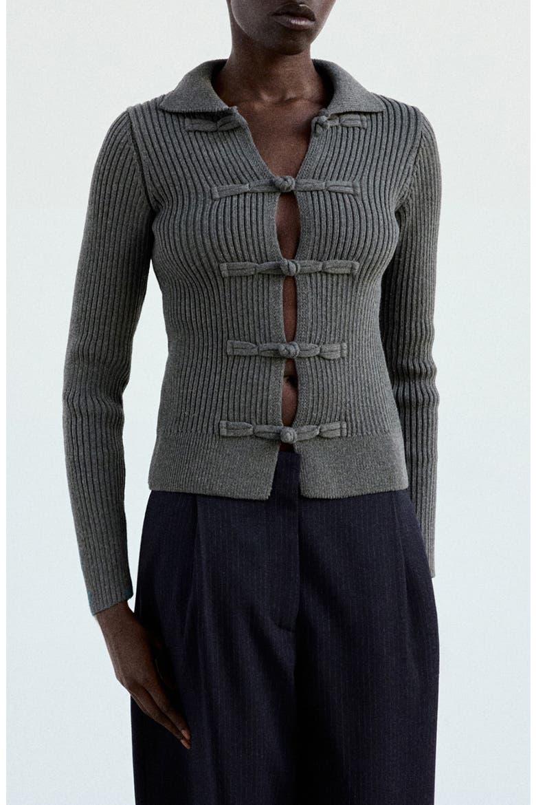 Toggle Rib Cardigan, Main, color, GREY